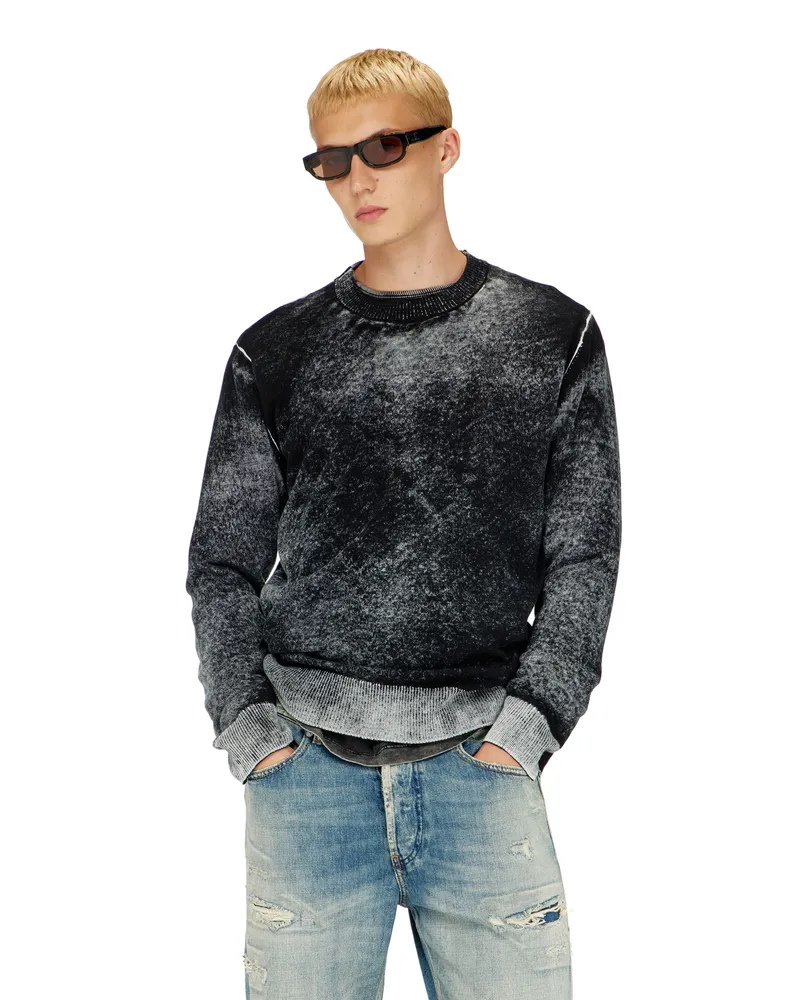 Diesel Pullover mit verblasstem Rückendruck - Strickwaren - Herren - Schwarz Schwarz