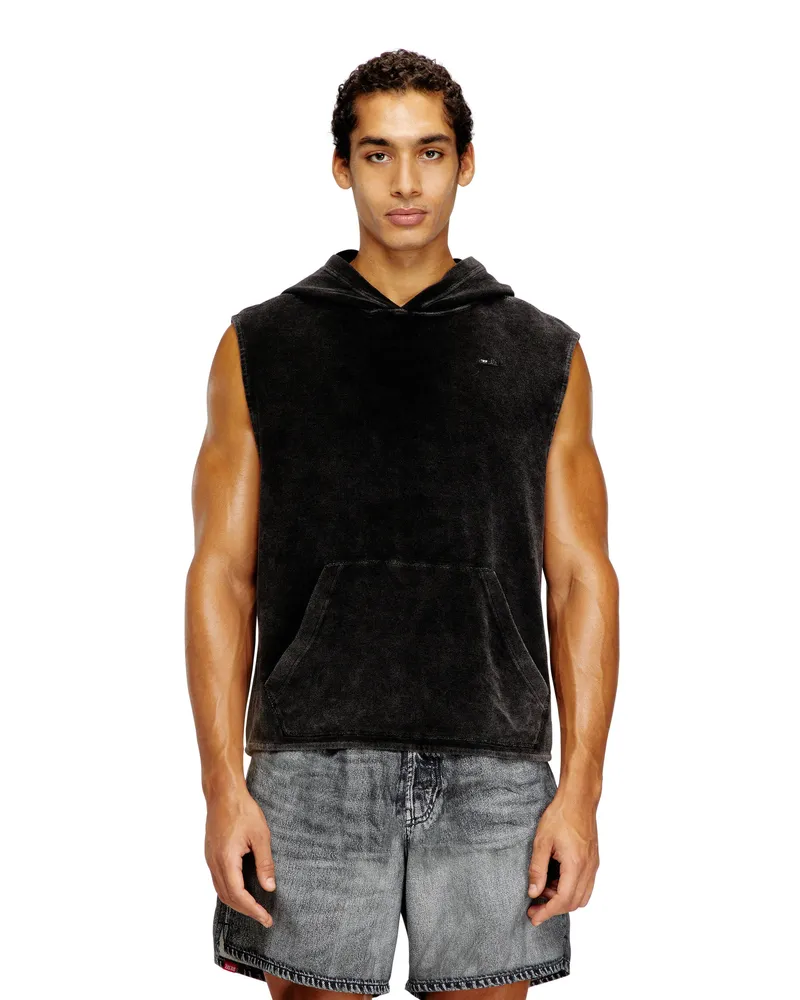 Diesel Ärmelloser Hoodie mit Denim-Effekt - Out of water - Herren - Schwarz Schwarz