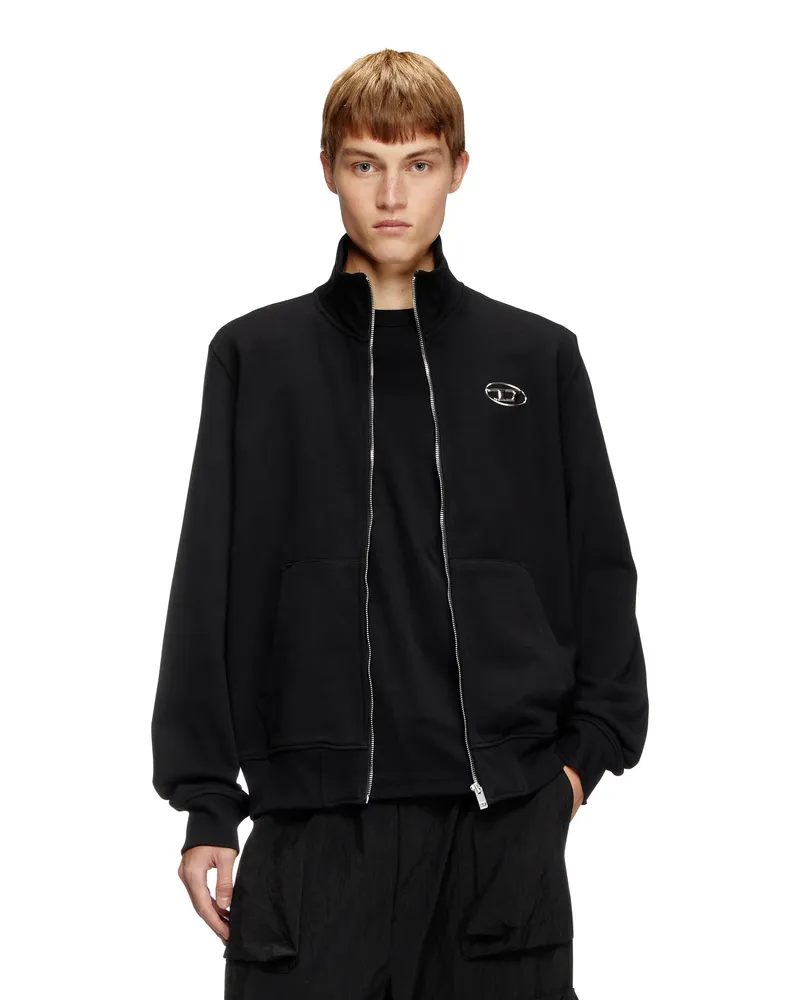Diesel Sweatshirt mit Metallic-Logo und Reißverschluss - Sweatshirts - Herren - Schwarz Schwarz