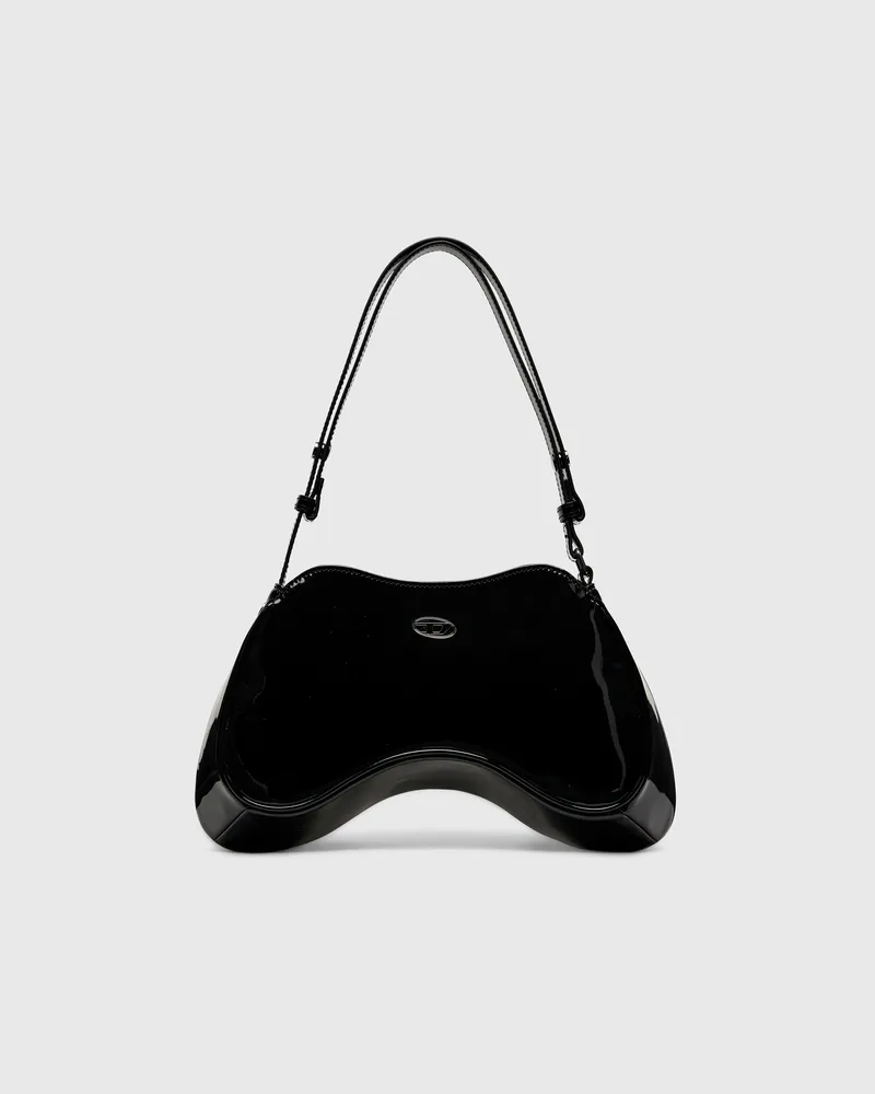 Diesel Play-Glänzende Schultertasche - Schultertaschen - Damen - Schwarz Schwarz