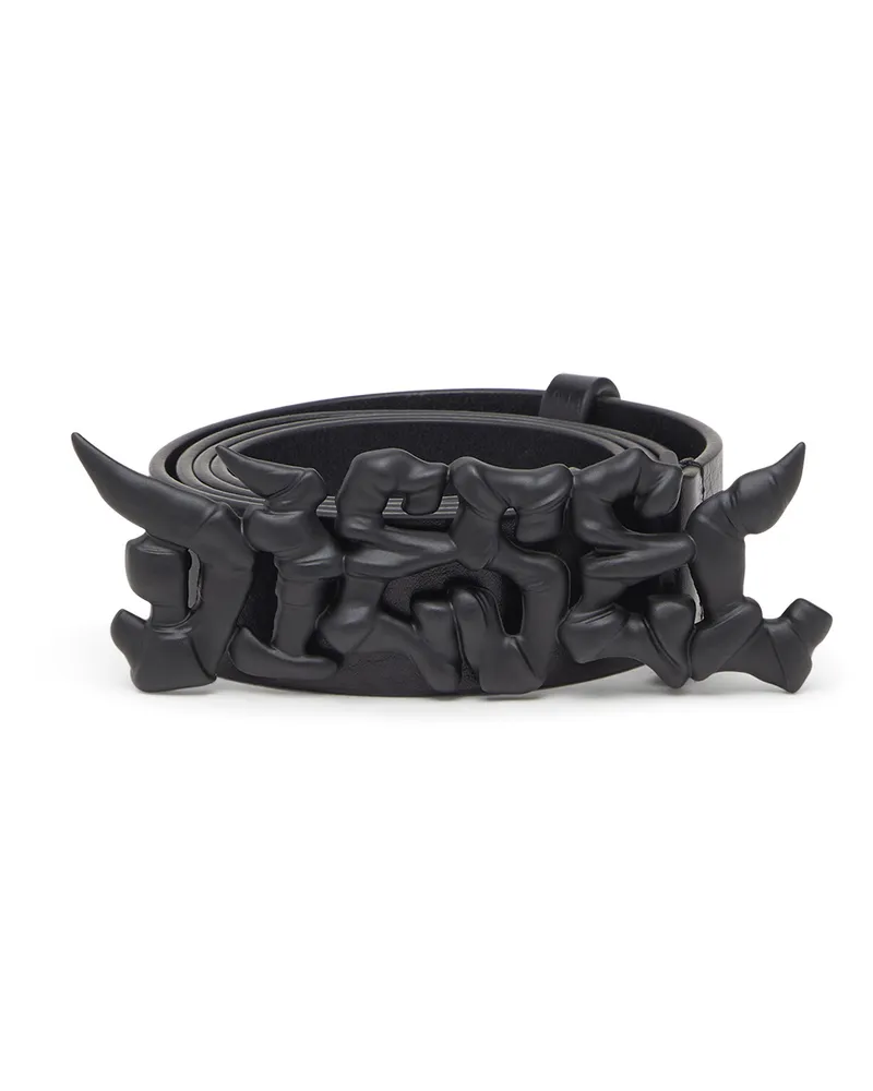 Diesel 3.5 cm breiter Gürtel aus Leder mit Graffiti-Schnalle - Gürtel - Unisex - Schwarz Schwarz