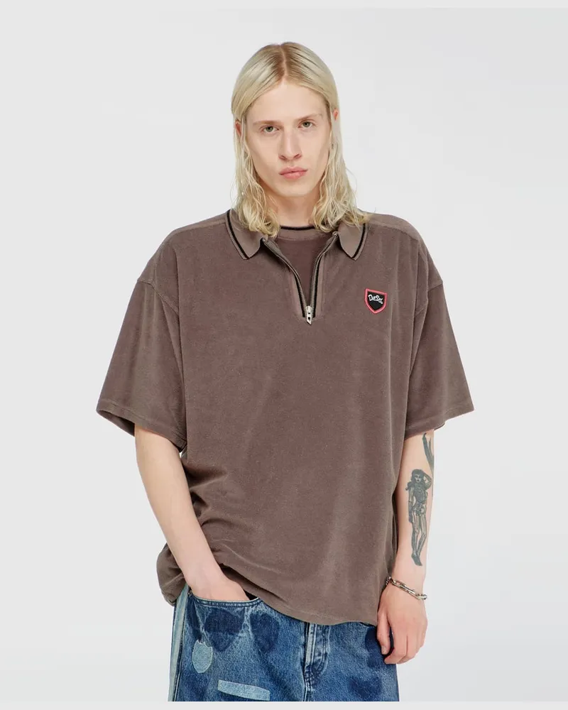 Diesel Chenille-Poloshirt mit shield patch - Polohemden - Herren - Braun Braun