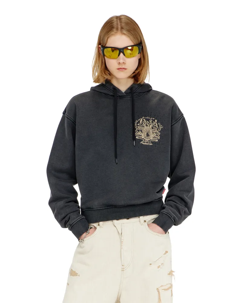 Diesel Hoodie mit Prints und Strasssteinen - Sweatshirts - Damen - Schwarz Schwarz