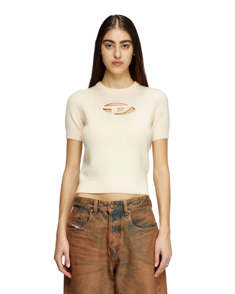 Diesel Kurzarm-Pullover aus Kaschmir-Mischgewebe - Strickwaren - Damen - Beige Beige
