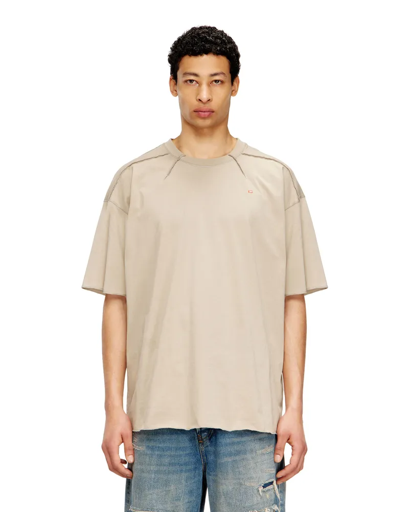 Diesel Baumwoll-T-Shirt mit Mikrostickerei - T-Shirts - Herren - Beige Beige