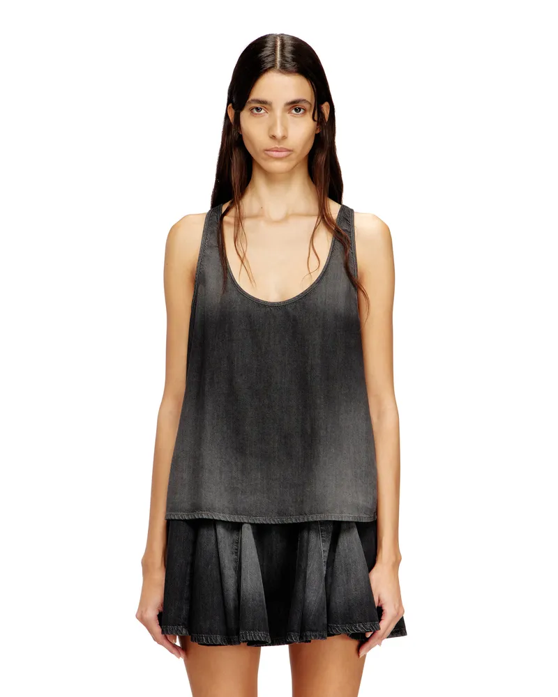 Diesel Top aus leichtem stonewashed Denim - Oberteile - Damen - Schwarz Schwarz