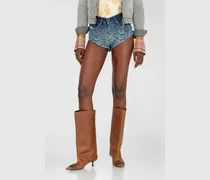 Hotpants aus Denim mit Zopfmuster-Effekt - Kurze Hosen - Damen - Blau