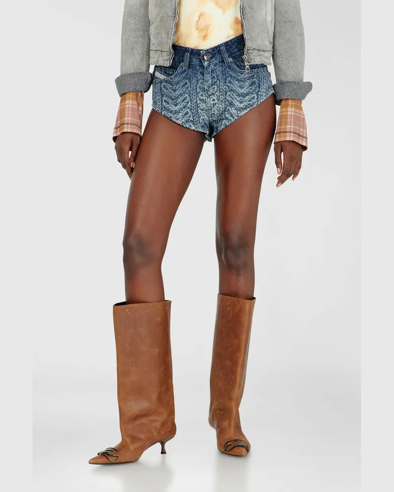 Diesel Hotpants aus Denim mit Zopfmuster-Effekt - Kurze Hosen - Damen - Blau Blau