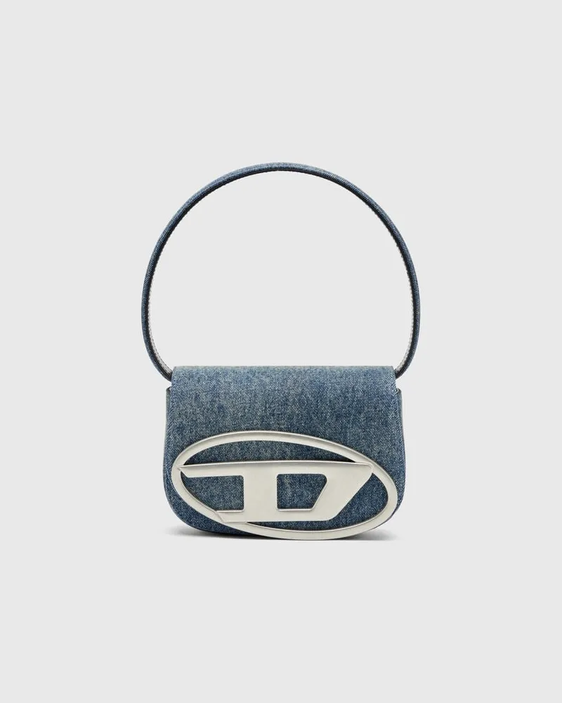 Diesel 1DR-Ikonische Schultertasche aus solarisiertem Denim - Schultertaschen - Damen - Blau Blau