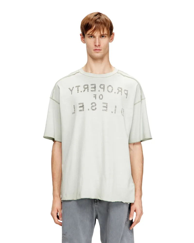 Diesel Entspanntes Baumwoll-T-Shirt mit Print vorne und hinten - T-Shirts - Herren - Grau Grau