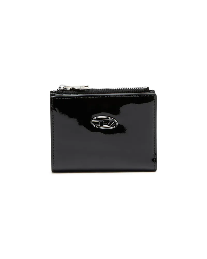 Diesel Kleines Portemonnaie aus glänzendem Leder - Kleine Portemonnaies - Damen - Schwarz Schwarz