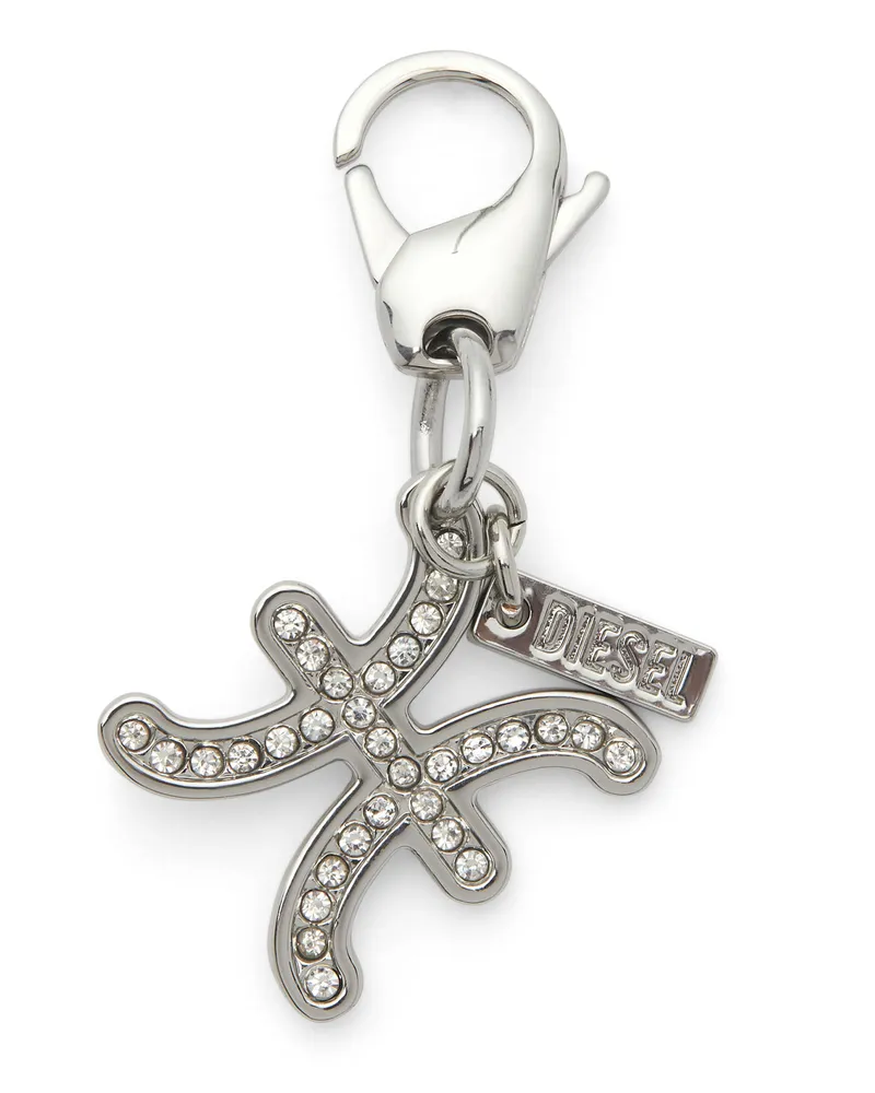 Diesel Metall-Fische-Anhänger mit Strasssteinen - Charms und Schlüsselanhänger - Unisex - Silber Silber