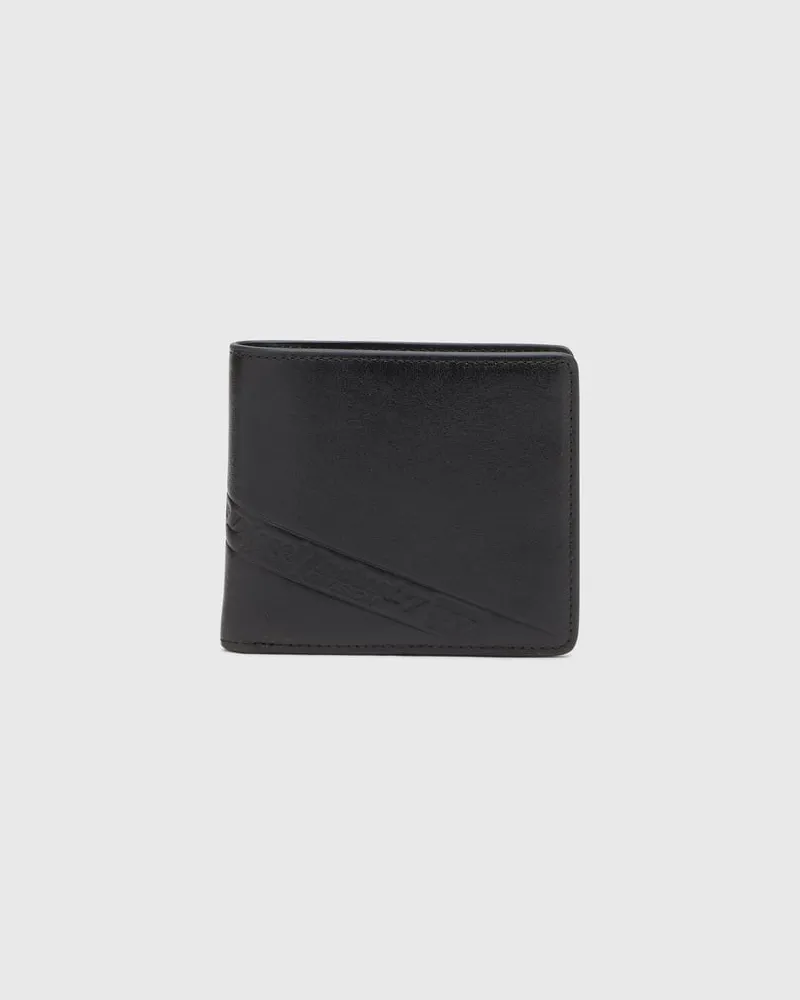 Diesel Zweifach gefaltete Lederbrieftasche mit geprägtem Logo - Kleine Portemonnaies - Herren - Schwarz Schwarz