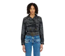 Cropped Denimjacke mit Gürtel - Denim jacken - Damen - Schwarz