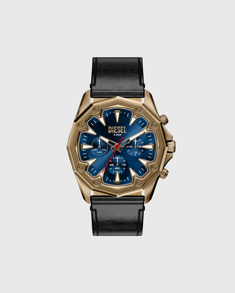 Diesel Stinger Uhr mit Lederarmband in Altgoldoptik - Uhren - Herren - Schwarz Schwarz