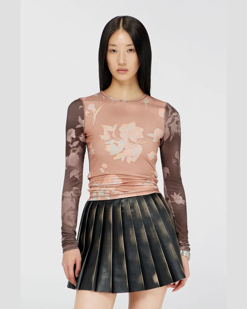 Diesel Top aus geripptem Jersey mit Blumenprint - Oberteile - Damen - Rosa Rosa