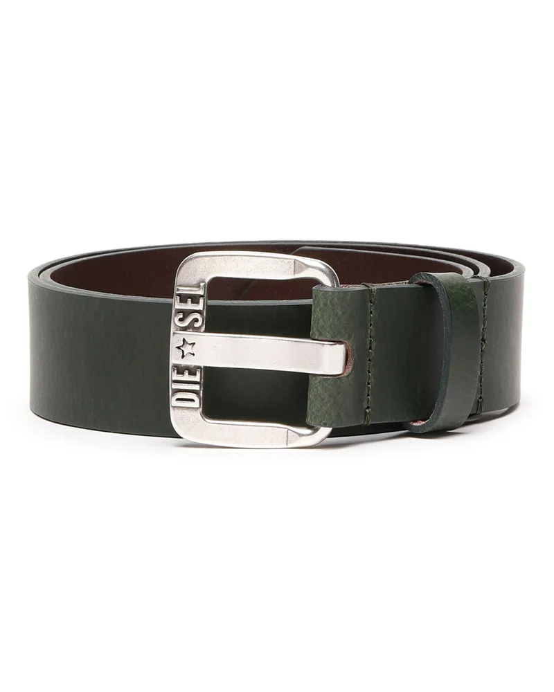 Diesel 3.9cm Gürtel aus Leder mit Sternen-Logo-Schließe aus Metall - Gürtel - Herren - Grün Grün