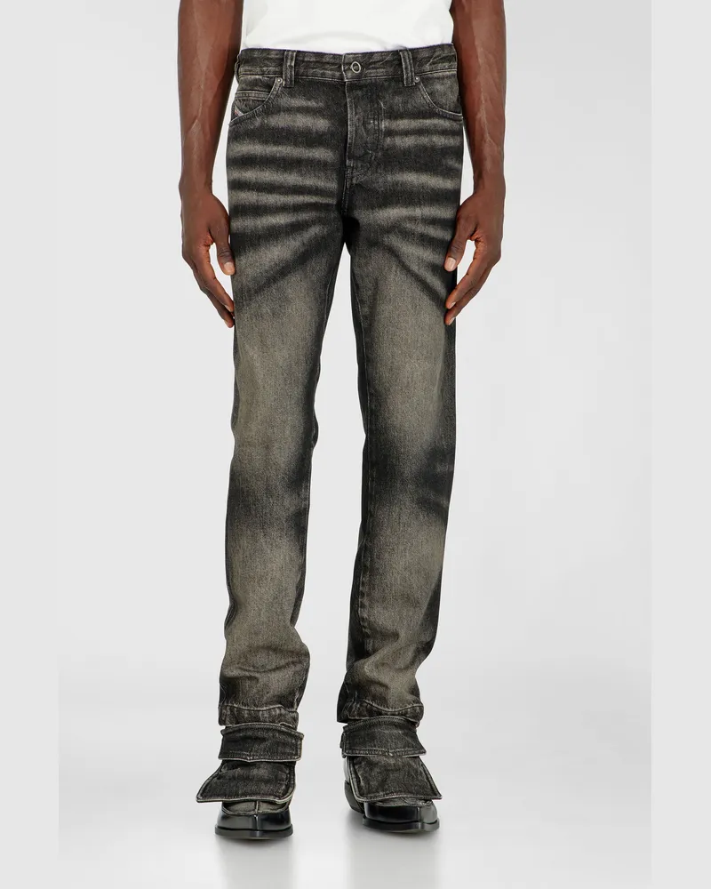 Diesel Slim Jeans Regular Waist D-Ghetvyl, Schwarz/Dunkelgrau, Knopfverschluss Schwarz