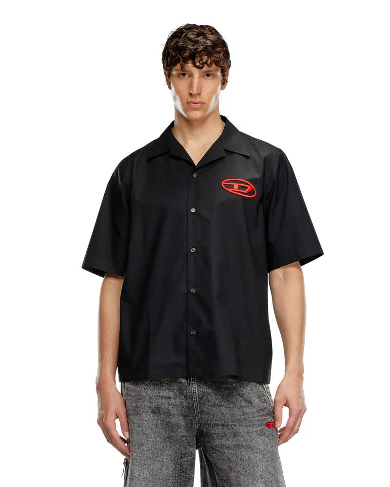 Diesel Bowlinghemd mit Logo-Stickerei - Hemden - Herren - Schwarz Schwarz
