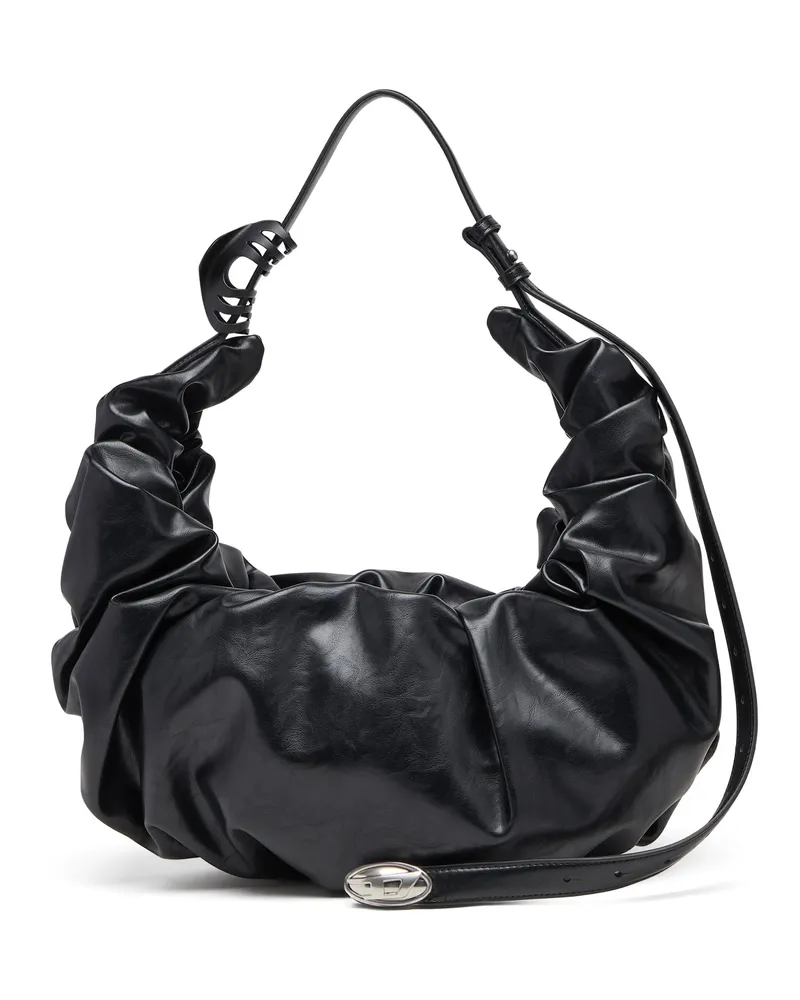 Diesel Grab-D-Große zerknitterte Hobo-Tasche - Schultertaschen - Damen - Schwarz Schwarz