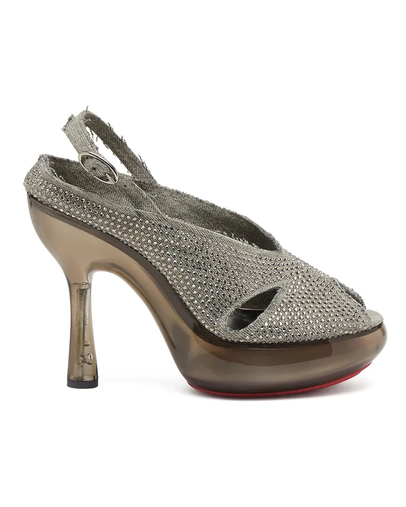 Diesel D-Lake-Sandaletten aus Kristalldenim und Plexiglas - Sandalen - Damen - Grau Grau