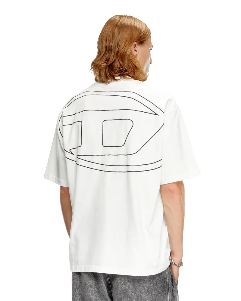 Diesel T-Shirt mit großer Oval D-Stickerei - T-Shirts - Herren - Weiss Weiss