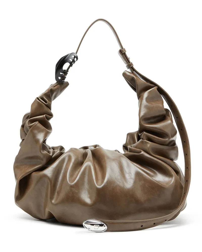 Diesel Grab-D-Große zerknitterte Hobo-Tasche - Schultertaschen - Damen - Beige Beige