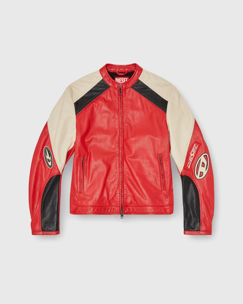 Diesel Bikerjacke aus perforiertem Colour-Block-Leder - Lederjacken - Herren - Bunt Bunt