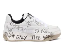 D-Ollie-Ledersneaker mit Graffiti-Print - Sneakers - Damen - Weiss