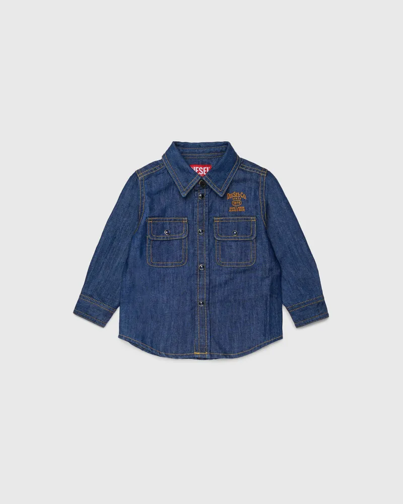 Diesel Jeanshemd mit Logo-Stickerei - Hemden - Herren - Blau Blau
