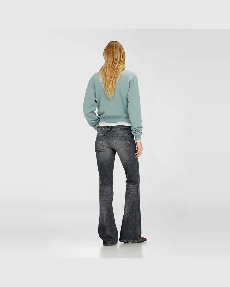 Diesel Bootcut Jeans Low Waist D-Hush, Schwarz/Dunkelgrau, Reißverschluss Schwarz