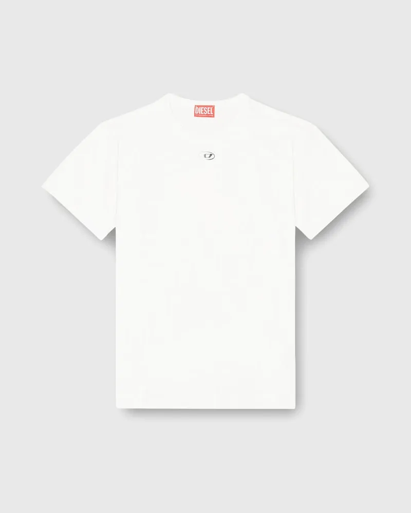 Diesel Baumwoll-T-Shirt mit metallischem Oval D - T-Shirts - Damen - Weiss Weiss