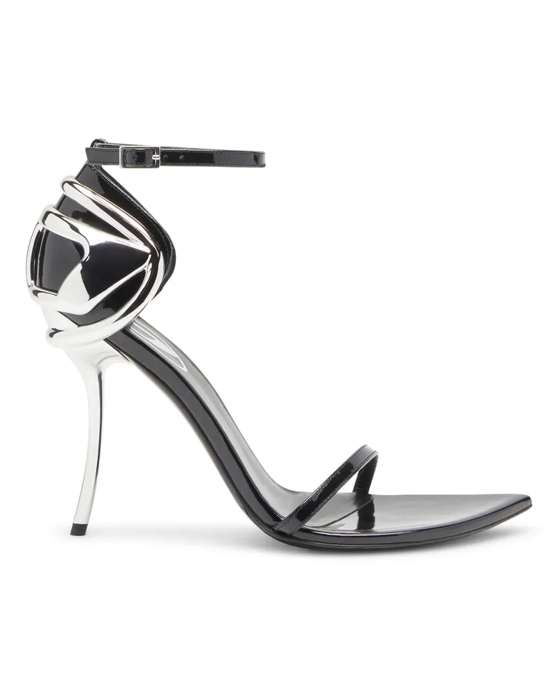 Diesel D-Ten & Half-Stiletto-Sandalen aus Lackleder und Satin - Sandalen - Damen - Schwarz Schwarz