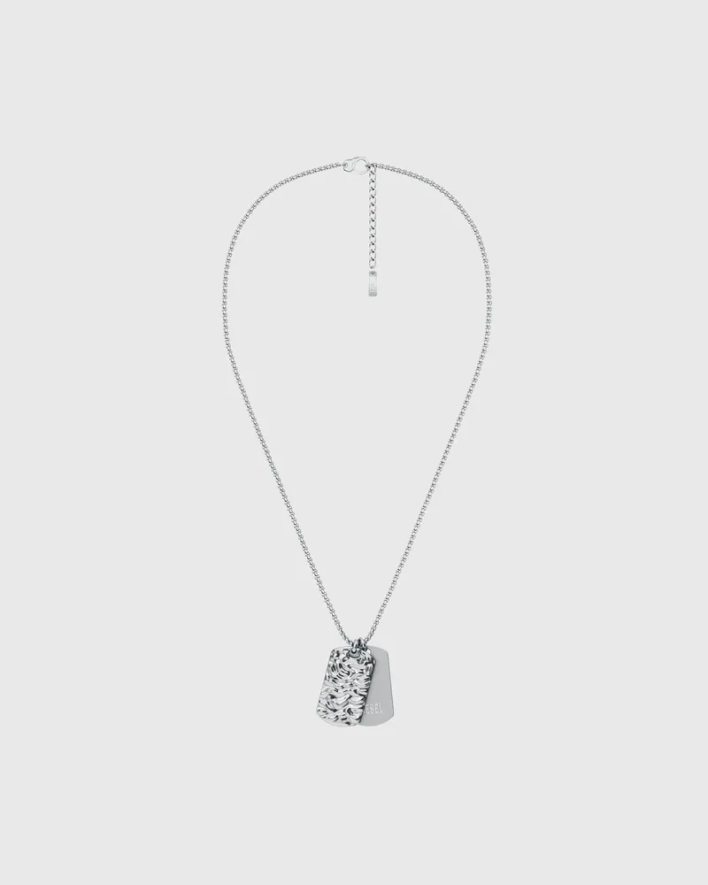 Diesel Dog-Tag-Halskette aus Edelstahl - Halsketten - Unisex - Silber Silber