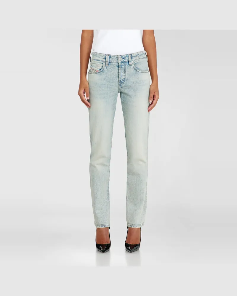 Diesel Slim Jeans Low Waist 1992 D-Jiann, Hellblau, Knopfverschluss Blau