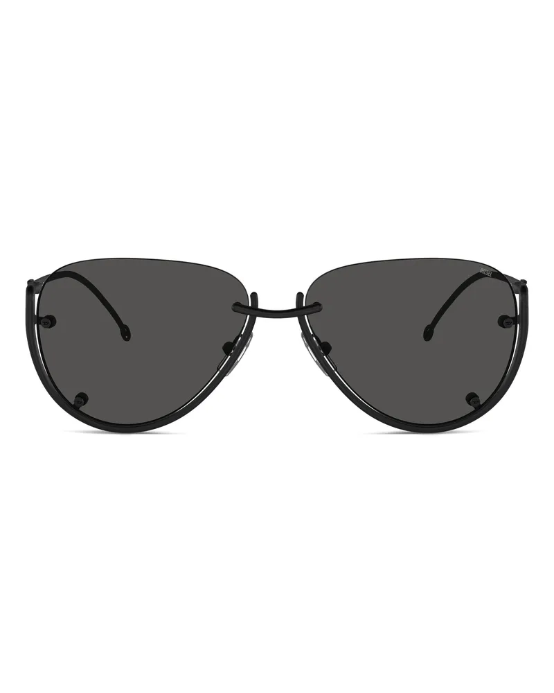 Diesel Brille in Pilotenform - Sonnenbrille - Unisex - Schwarz Schwarz