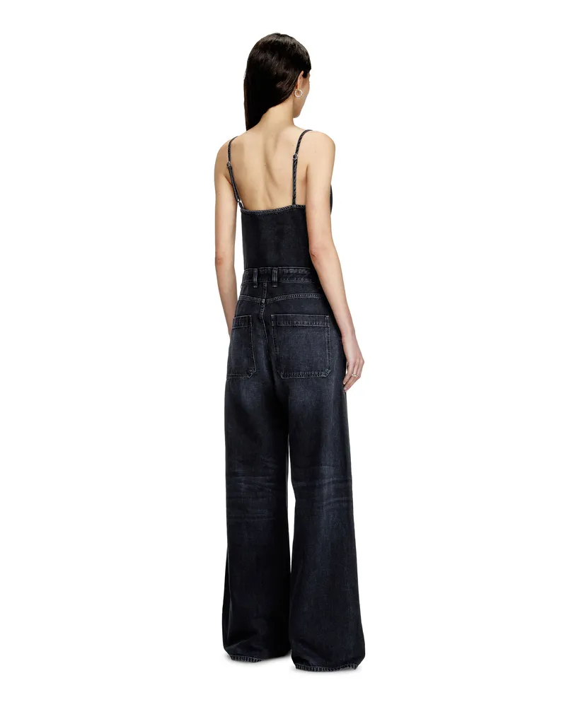 Diesel Träger-Jumpsuit aus Denim in Köperbindung - Latzhosen - Damen - Schwarz Schwarz