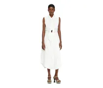 Midikleid aus Leinenmischung mit Knotendetail - Kleider - Damen - Weiss