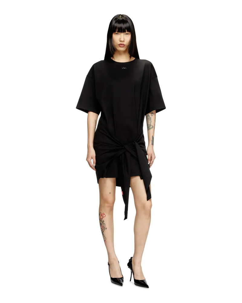 Diesel T-Shirt-Kleid mit Bindeband auf der Vorderseite - Kleider - Damen - Schwarz Schwarz