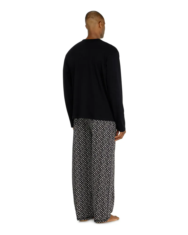 Diesel Pyjama-Set aus Baumwolle mit bedruckter Hose - Pyjamas - Herren - Schwarz Schwarz
