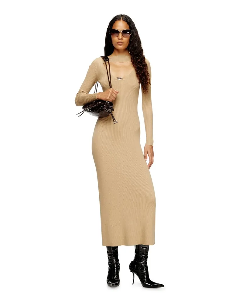 Diesel Midikleid aus Wolle mit Intarsienmuster - Kleider - Damen - Beige Beige