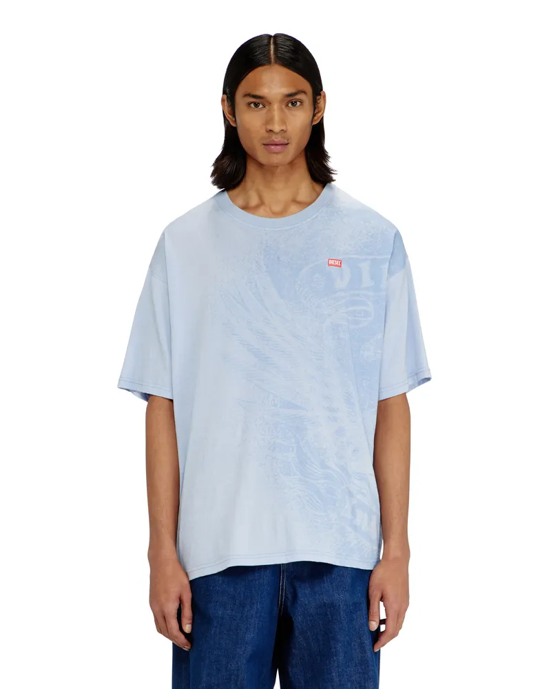 Diesel Locker geschnittenes T-Shirt mit Pigmentdruck - T-Shirts - Herren - Blau Blau