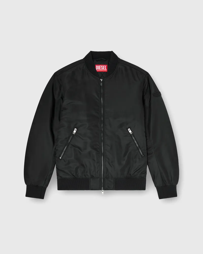 Diesel Nylon-Bomberjacke mit Rippbündchen - Jacken - Herren - Schwarz Schwarz