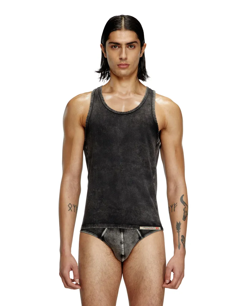 Diesel Tanktop mit Denim-Effekt - Oberteile - Herren - Schwarz Schwarz