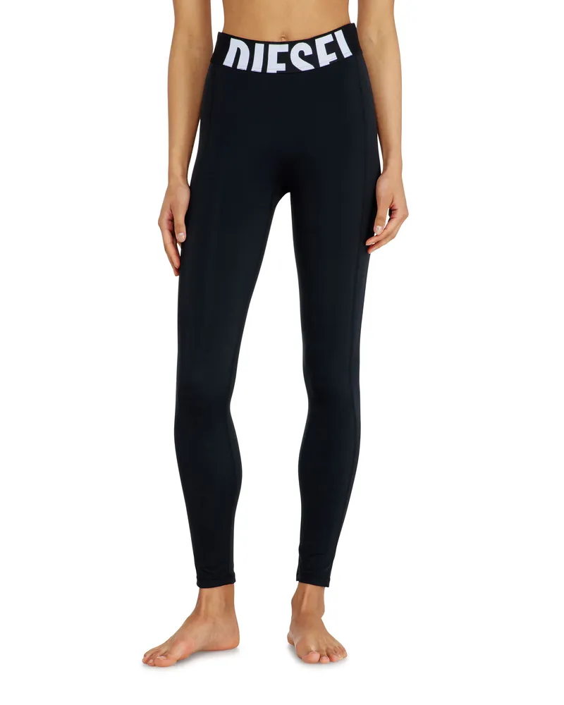 Diesel Leggings aus Mikrofaser mit Cut-off-Logo - Hosen - Damen - Schwarz Schwarz