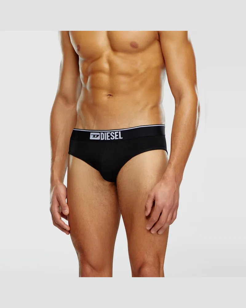 Diesel Einfarbige Logo-Briefs im Dreierpack - Slips - Herren - Schwarz Schwarz
