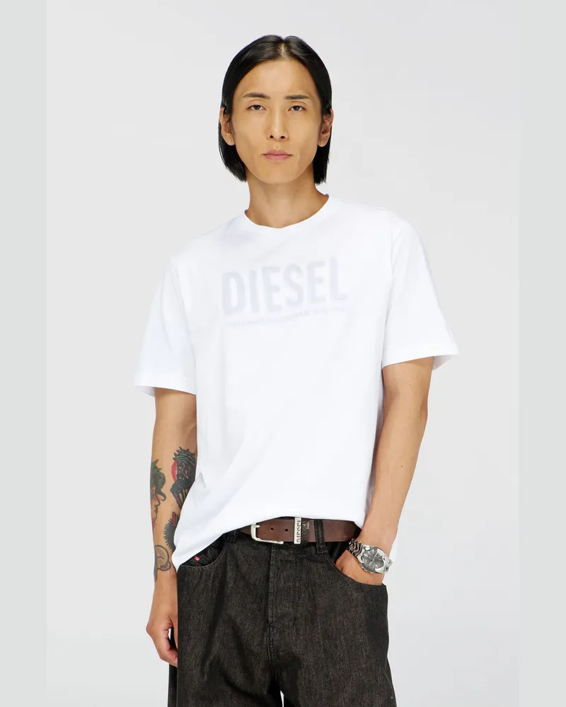 Diesel T-Shirt aus Baumwolle mit tonalem Diesel-Logoprint - T-Shirts - Herren - Weiss Weiss
