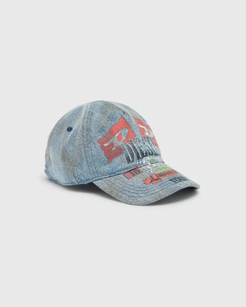 Diesel Baseballkappe aus Denim mit Konzertgrafik - Hüte - Herren - Blau Blau
