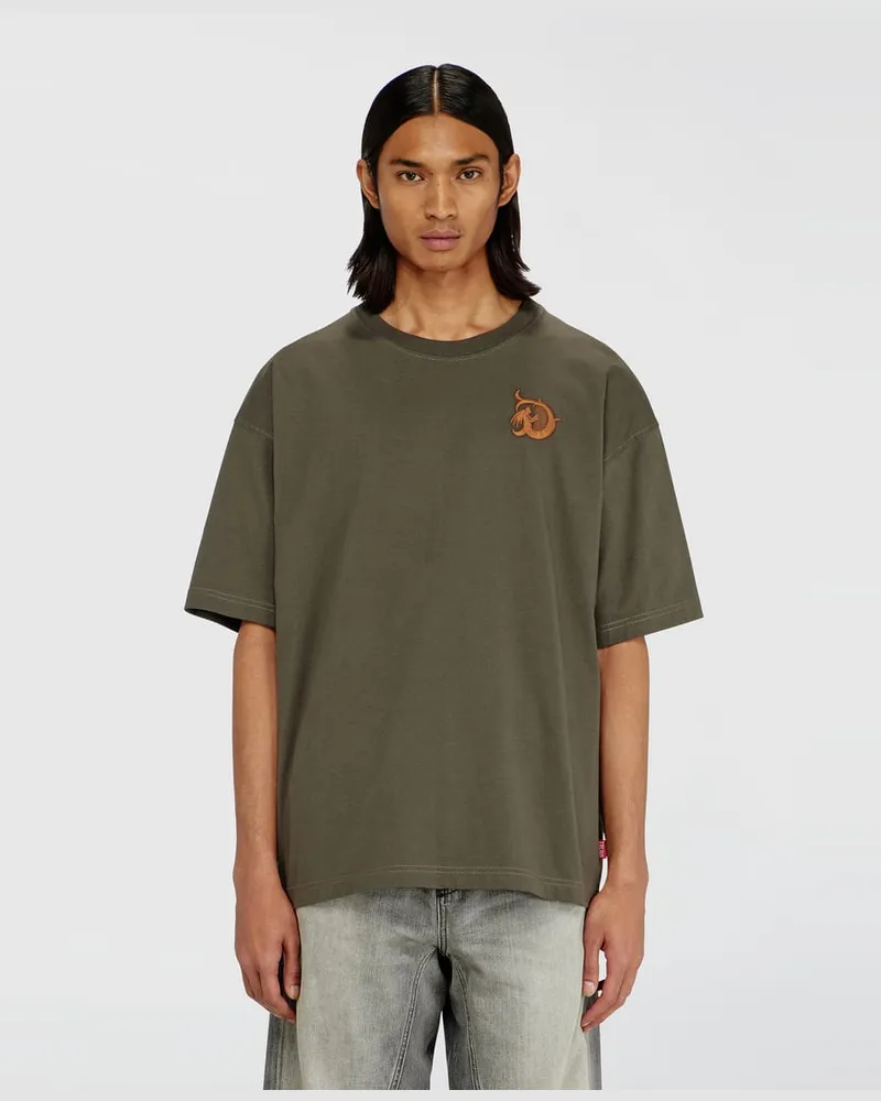 Diesel Jersey-T-Shirt mit Flockprint - T-Shirts - Herren - Grün Grün