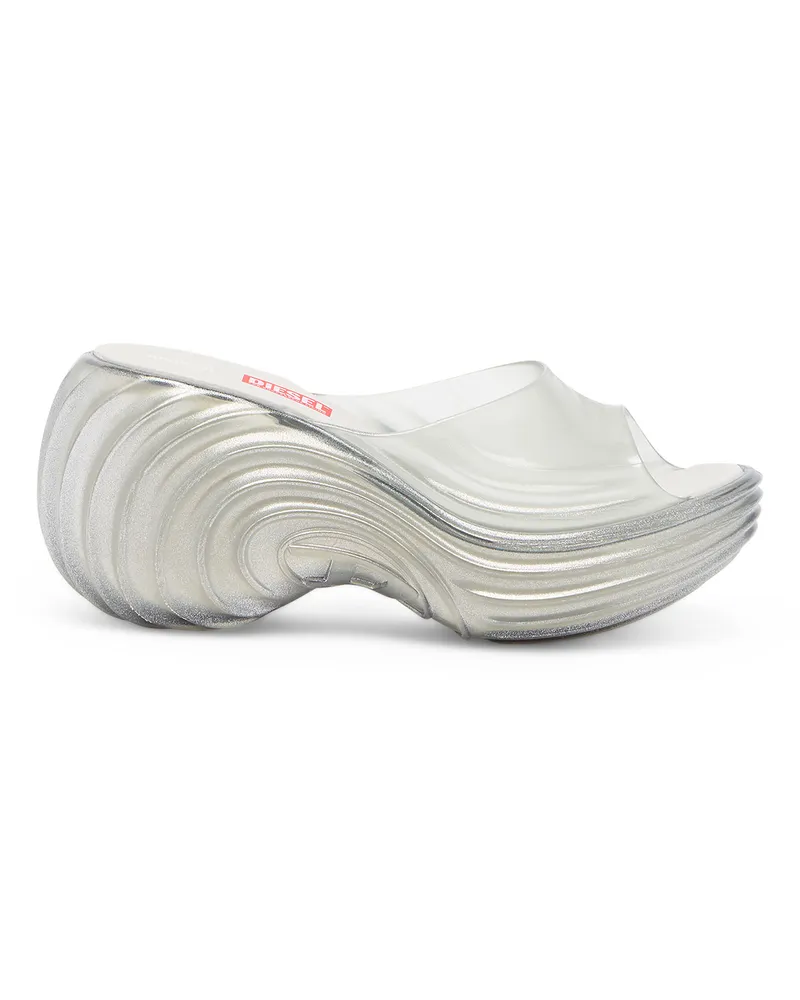 Diesel Plateau-Pantolette aus Melflex - Sandalen - Damen - Silber Silber